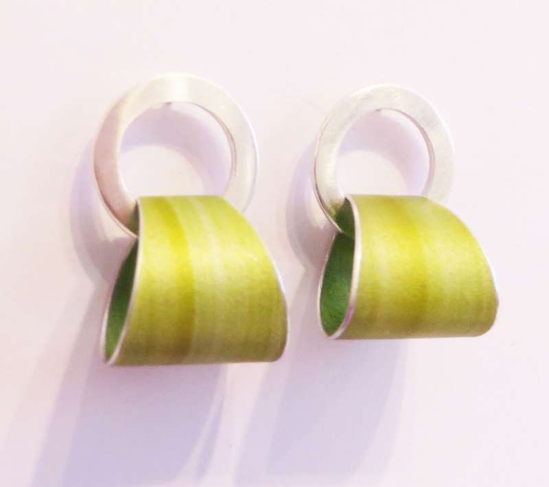 Lime Hoop Stud Earrings